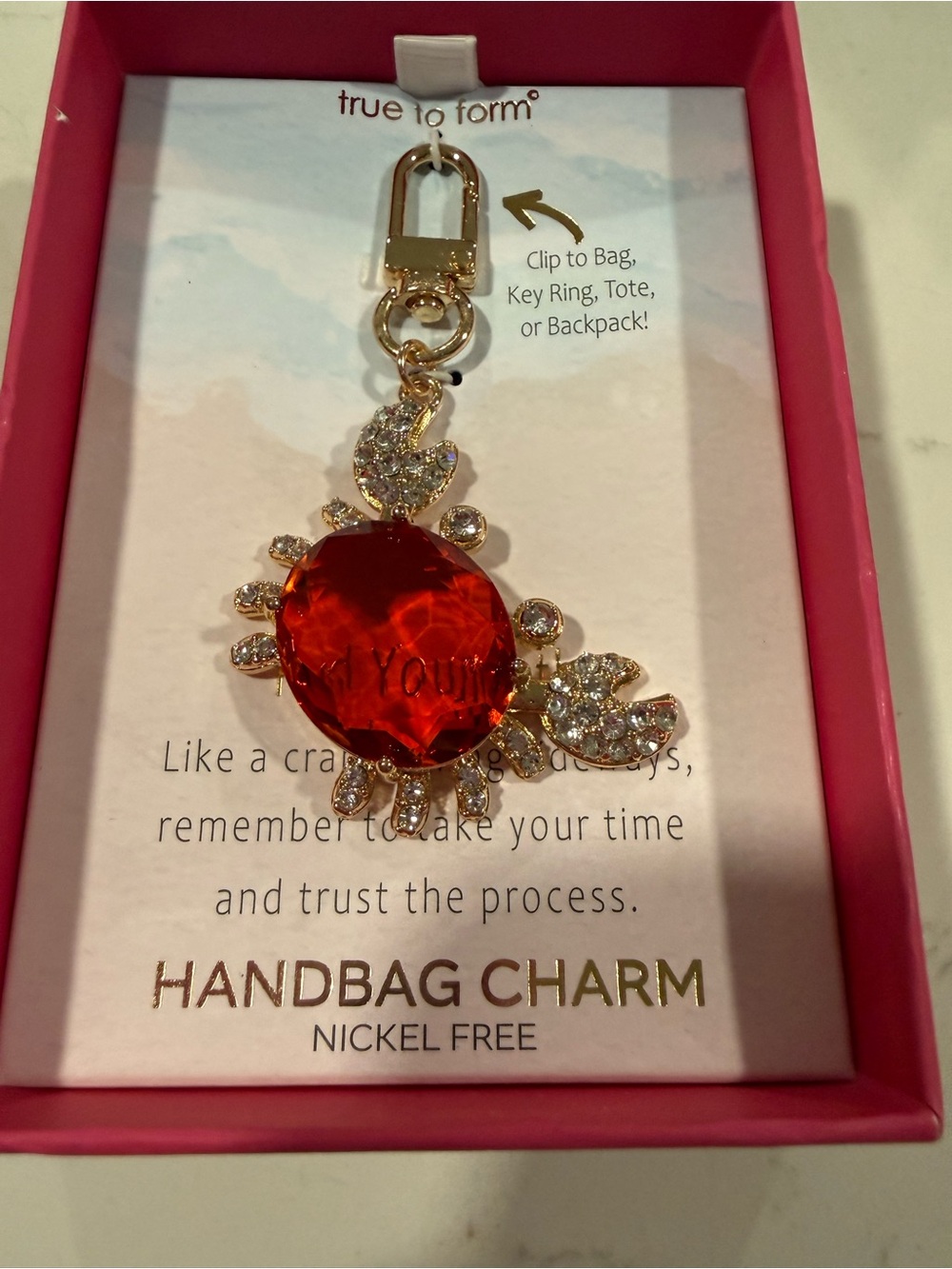 True to Form Red Crystal Handbag Charm